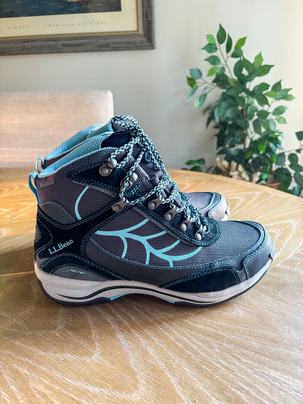 L.L. Bean Tek 2.5 Waterproof Hiking Trail Boots Gray Blue Lace up Ankle